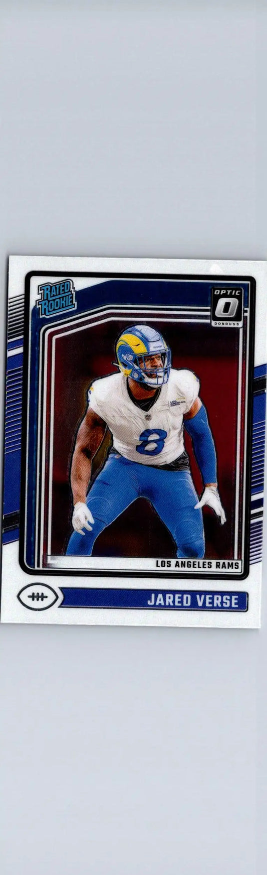 2024 Donruss Optic Jared Verse football card showcasing collectible sports memorabilia