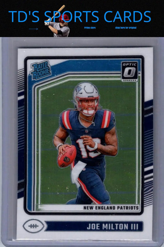 2024 Donruss Optic Joe Milton III football card collectible featuring Joe Milton III player