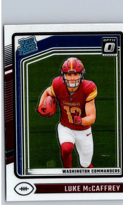2024 Donruss Optic Luke McCaffrey football card for collectors and sports fans