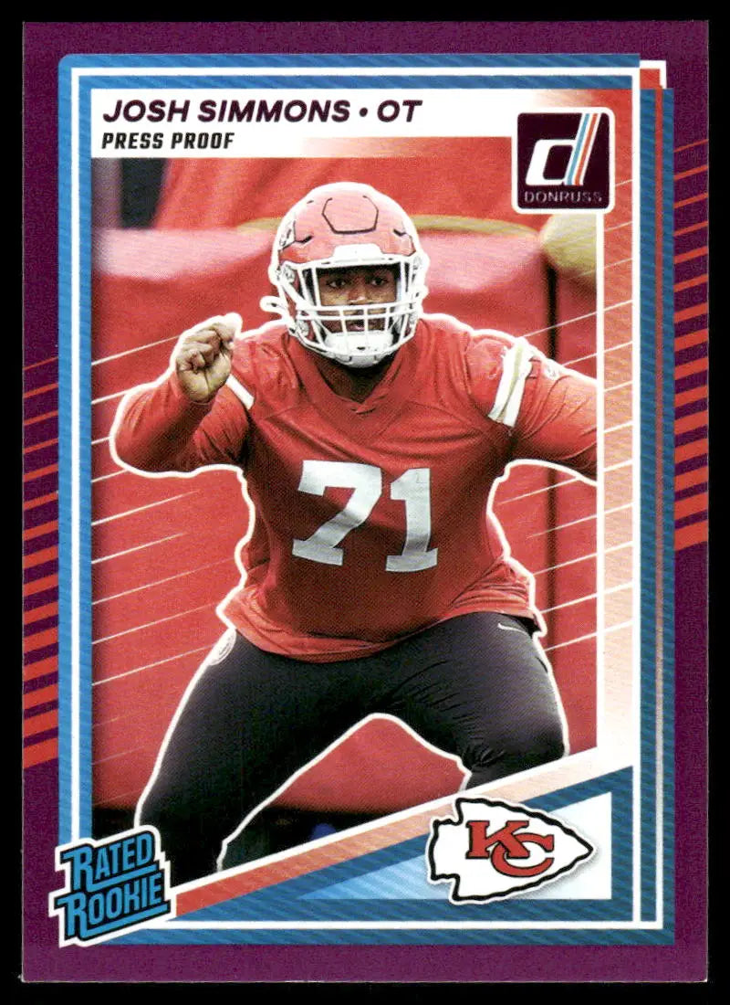 2024 Donruss Rated Rookie Press Proof Josh Simmons #368 Purple Football - Football Card