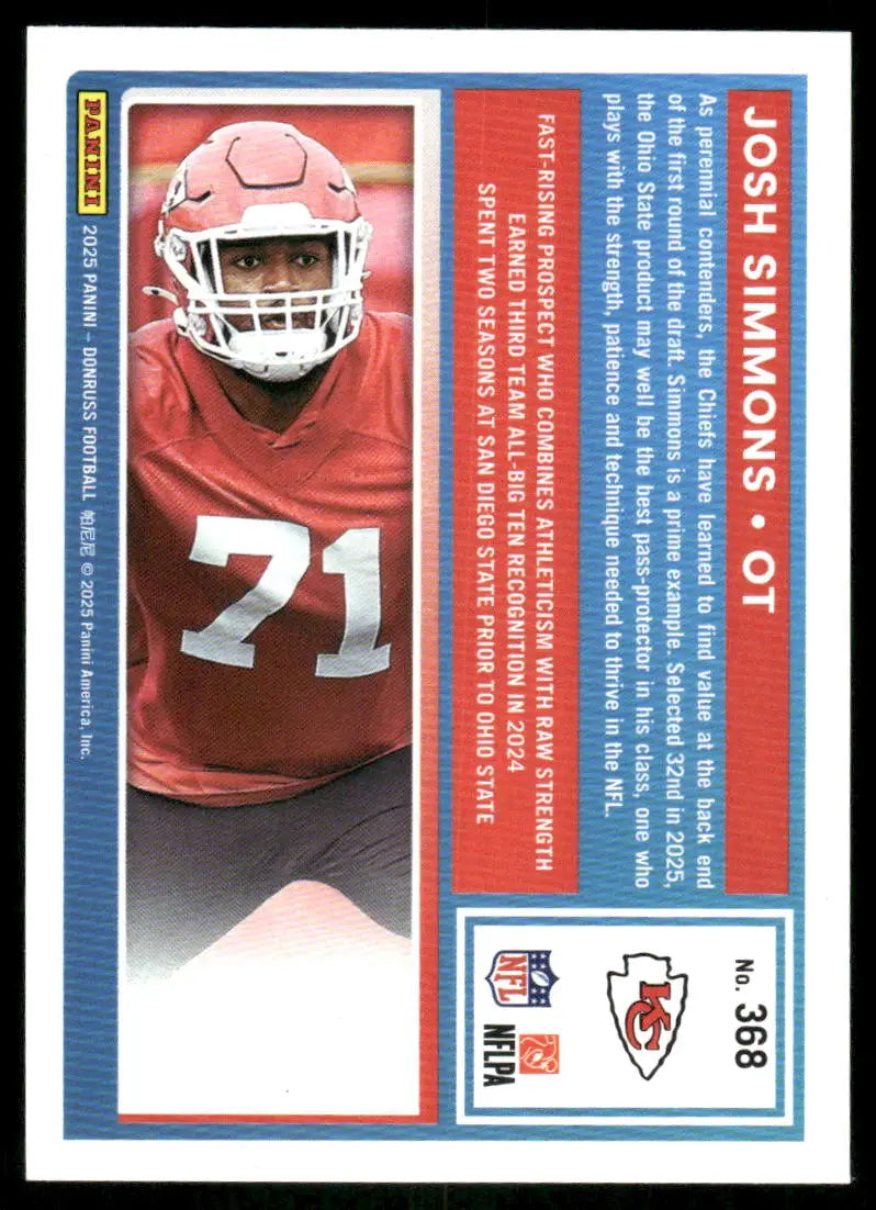 2024 Donruss Rated Rookie Press Proof Josh Simmons #368 Purple Football - Football Card