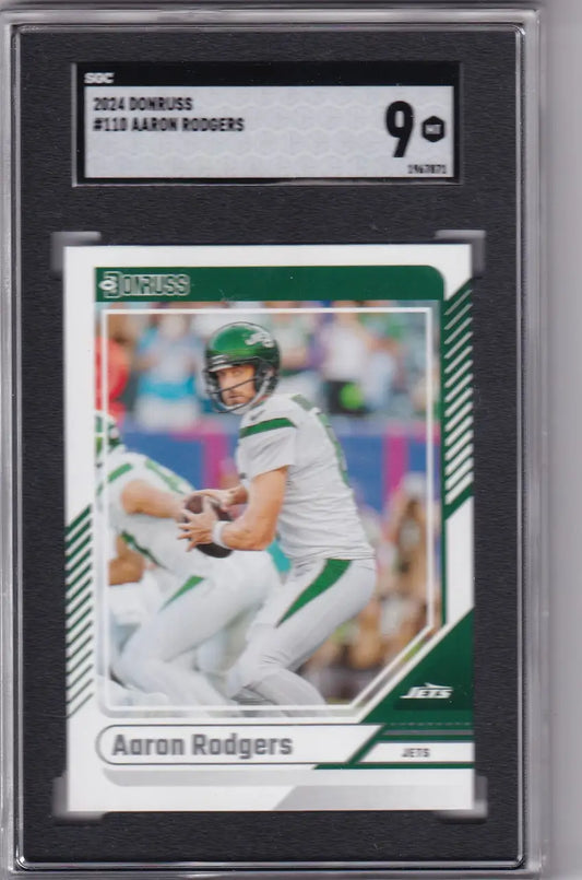 Graded Aaron Rodgers football card 2024 Donruss SGC 9 New York Jets listing