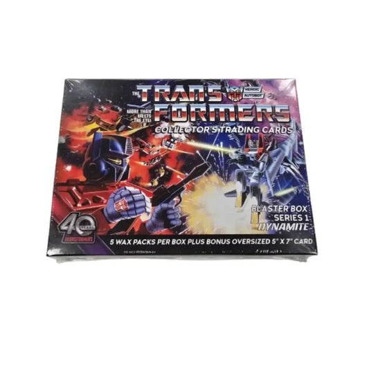 Transformers 40th Anniversary Trading Cards Blaster Box with dramatic battle artwork