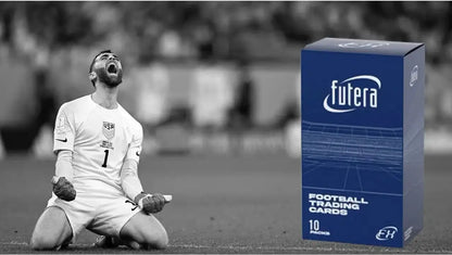 Blue trading card box from the Futera World Football 2024 Foil Numbered Hobby Box