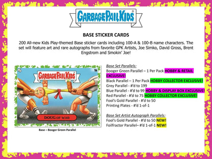Garbage Pail Kids trading card from 2024 Kids-At-Play Hobby Box, collector exclusive