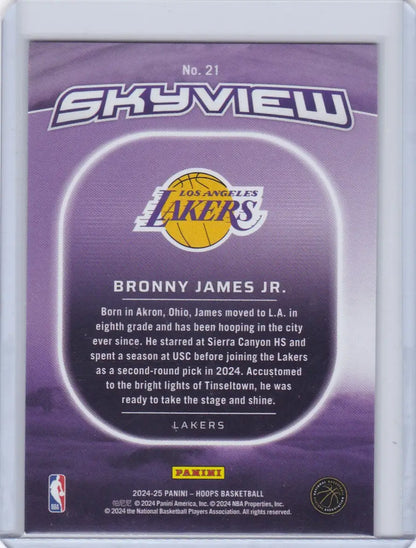 2024 HOOPS #21 BRONNY JAMES JR SKYVIEW HOLO- LOS ANGELES LAKERS - Trading Card