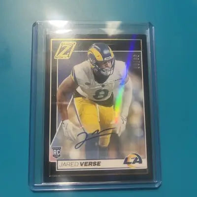 Football trading card of Jared Verse with autograph, holographic black gold prizm finish