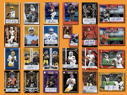Leaf Collective Football trading cards with autographs from the 2024 Leaf Collective Football Hobby Jumbo Box
