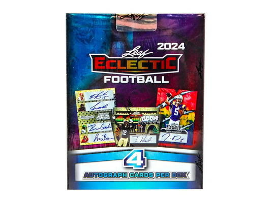Leaf Eclectic Football 2024 Hobby Box showcasing eclectic football cards and collectibles