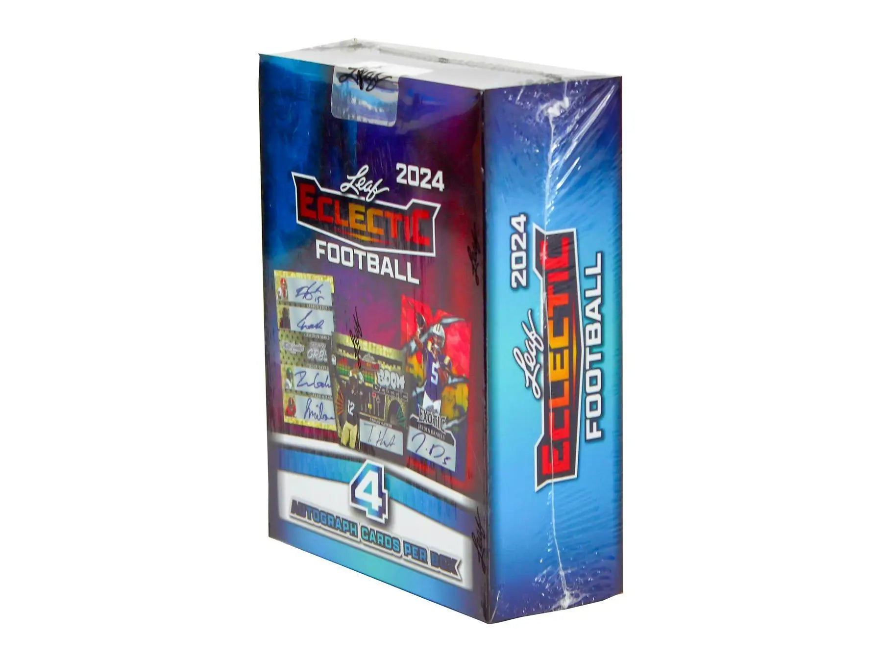 Sealed 2024 Leaf Eclectic Football Hobby Box showcasing Leaf Eclectic football cards