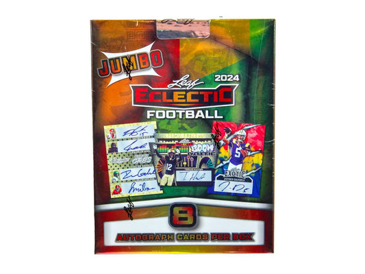 2024 Leaf Eclectic Football Jumbo Box showcasing unique collectibles for fans and enthusiasts