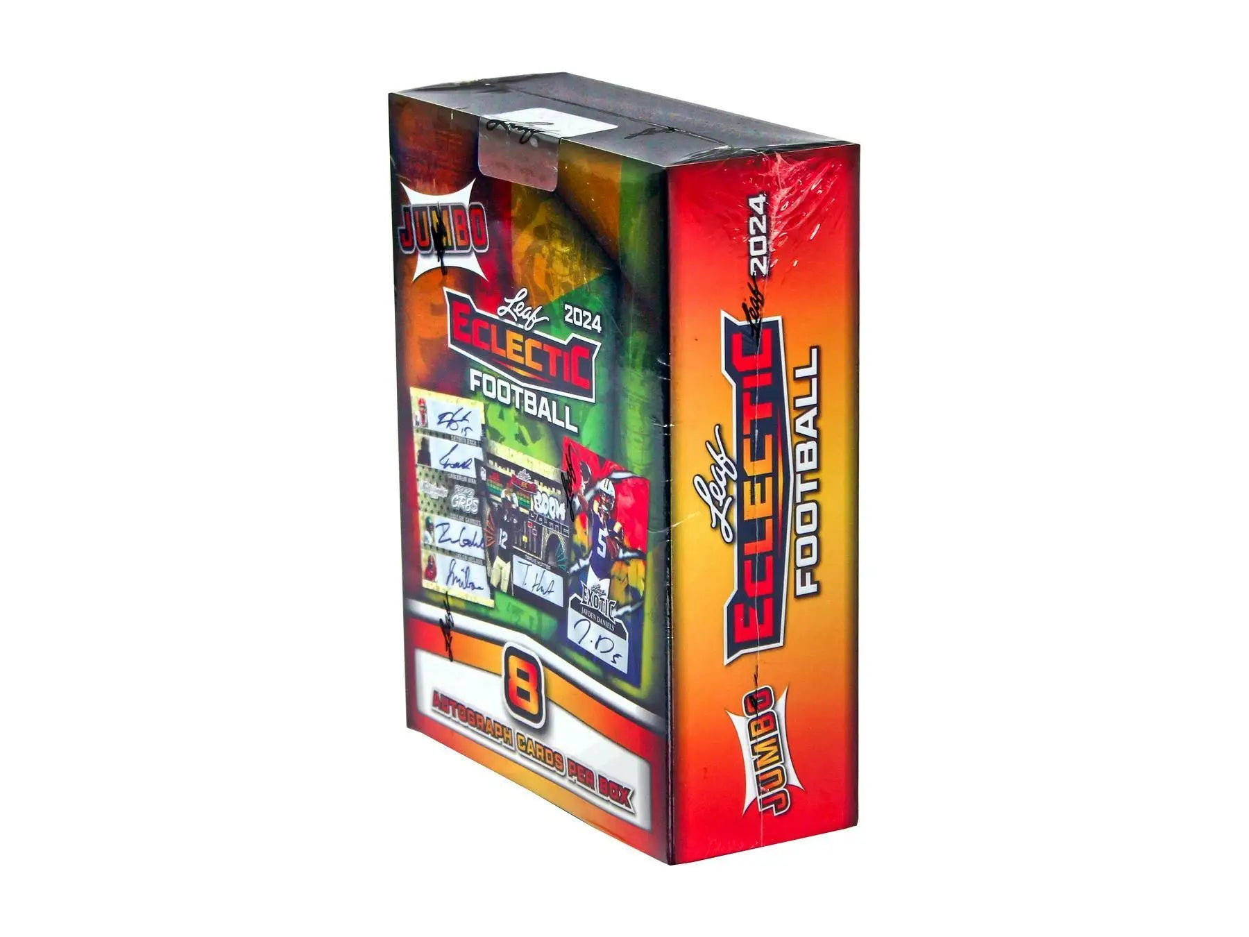 Leaf Eclectic Football 2024 Jumbo Box showcasing collectible cards and unique designs
