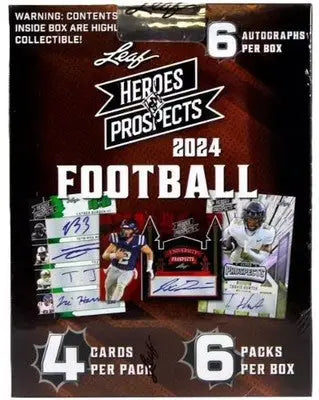 Leaf Heroes Prospects Football hobby box showing football trading card box for 2024