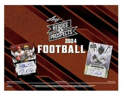 Promotional image for 2024 Leaf Heroes & Prospects Football Hobby Box trading cards