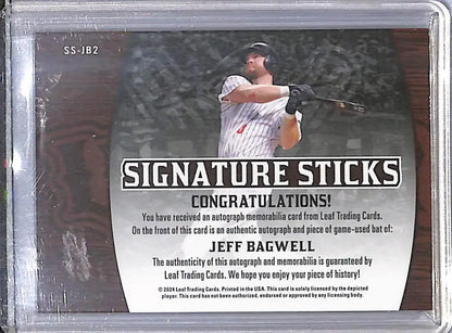 Jeff Bagwell Houston Astros Leaf Lumber Signature Sticks baseball card NM-MT MEM Auto