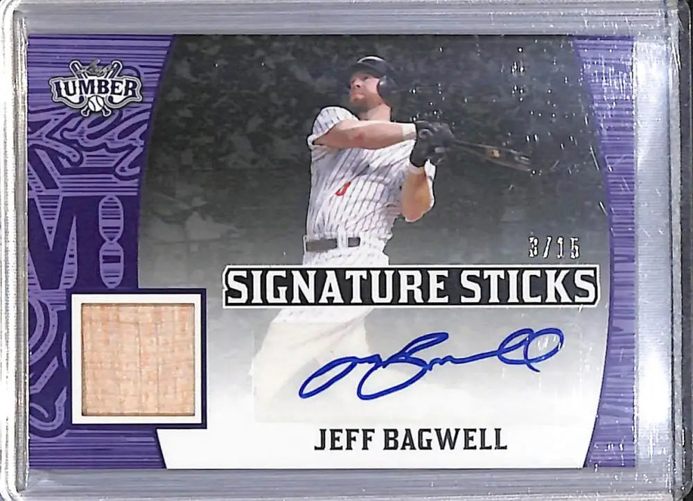 Jeff Bagwell signed baseball card with bat relic from 2024 Leaf Lumber Signature Houston Astros