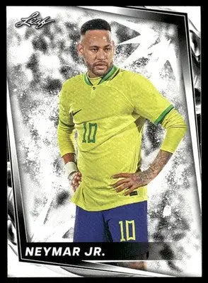 Sports trading card featuring Neymar Jr. in yellow and blue uniform from Leaf Neymar 2024