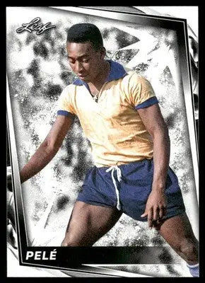 Vintage Leaf Pelé #7 white soccer trading card in yellow and blue uniform