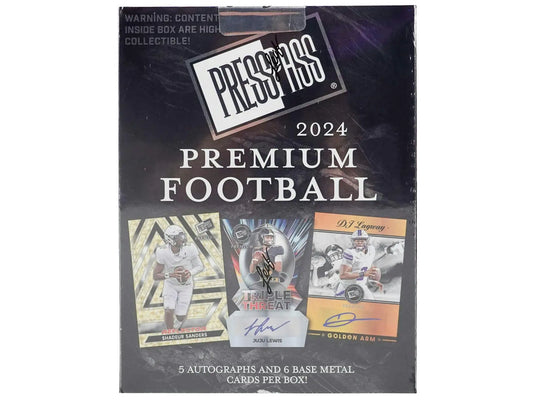 Press Pass 2024 Premium Football box from Leaf Press Pass series for hobby collectors