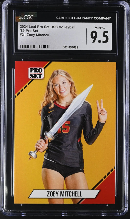 Graded Zoey Mitchell volleyball card from 2024 Leaf Pro Set USC Volleyball set USC volleyball