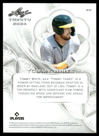 Baseball trading card of Tommy White from 2024 Leaf Trinity Tommy White series