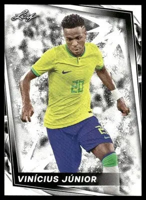 Soccer trading card of Vinícius Júnior in yellow jersey from 2024 Leaf series