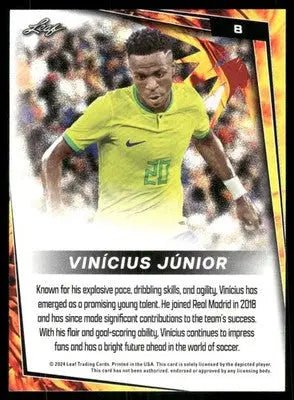 Modern soccer trading card of Vinícius Júnior in yellow jersey for 2024 Leaf product