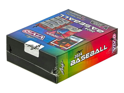 Sealed 2024 Leaf Vivid baseball card box with five autographs showcased
