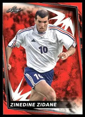 2024 Leaf Zinedine Zidane #9 Red Soccer trading card featuring Zinedine Zidane