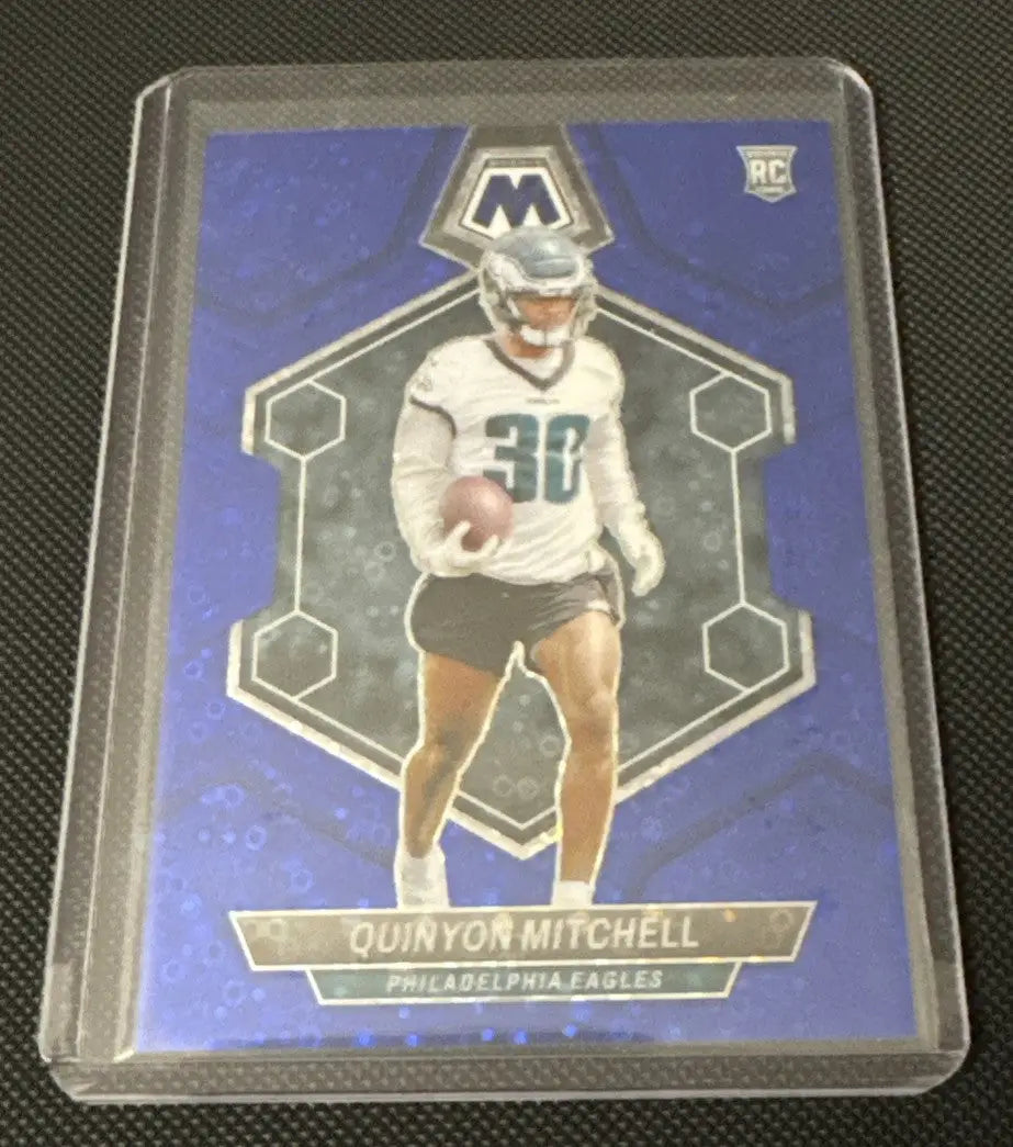 Quinyon Mitchell football card from 2024 Mosaic Eagles Rookie Blue Disco Card Lot /75