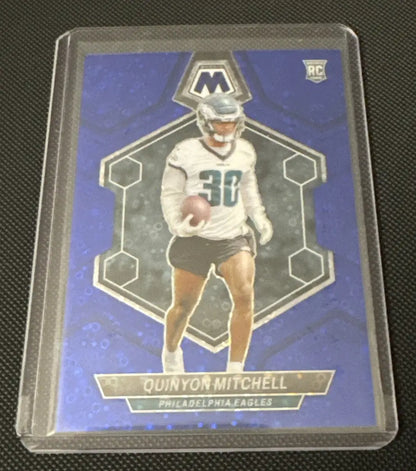 Quinyon Mitchell football card from 2024 Mosaic Eagles Rookie Blue Disco Card Lot /75