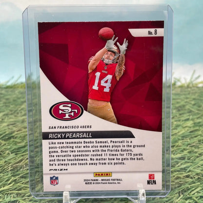 Mosaic Green Elevate Ricky Pearsall football card featuring 49ers #8 design