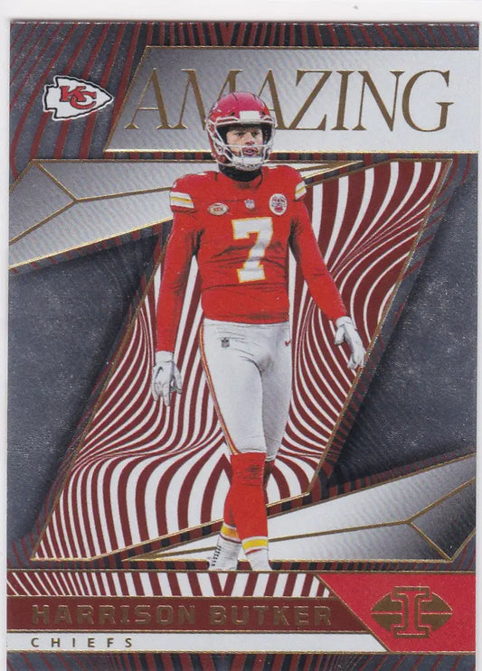 Harrison Butker Amazing Kansas City Chiefs football card from 2024 Panini Illusions