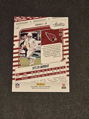 Kyler Murray football card from 2024 Panini Absolute Kyler Murray Retail product