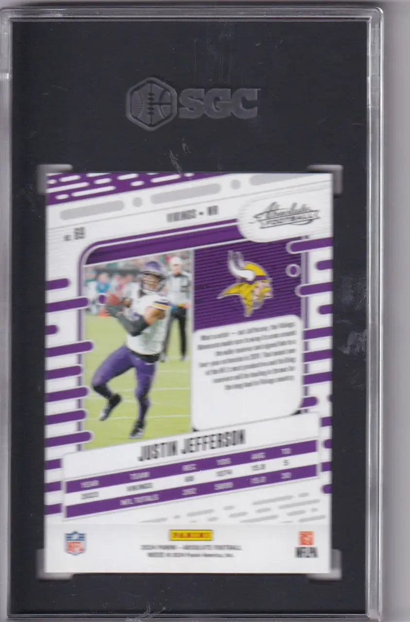 Graded Justin Jefferson football card in Panini Absolute 2024, SGC 10 score