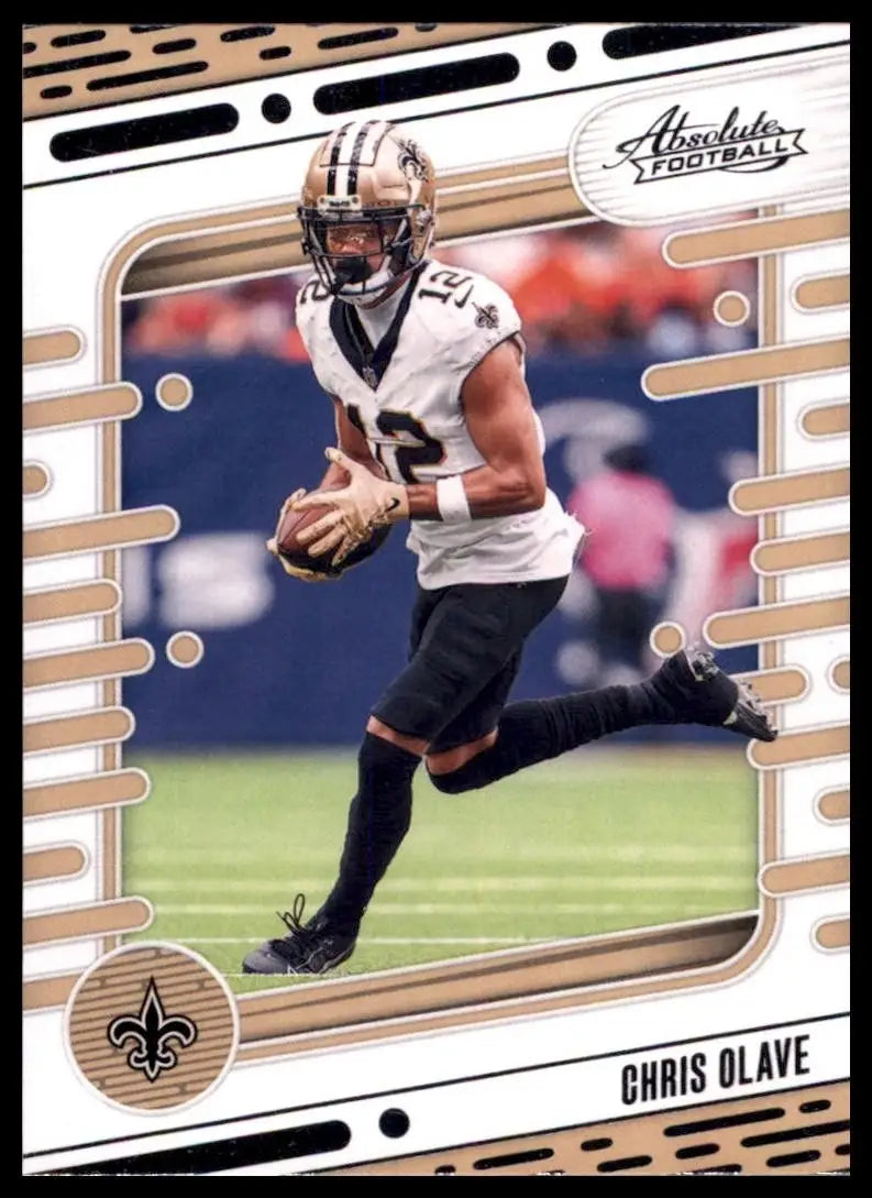 Football card featuring Chris Olave in New Orleans Saints uniform from 2024 Panini Absolute