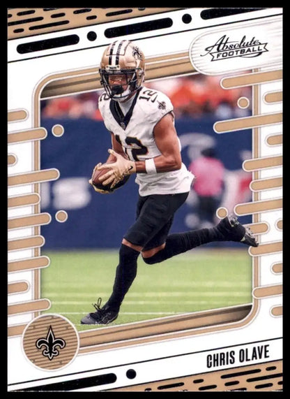 Football card featuring Chris Olave in New Orleans Saints uniform from 2024 Panini Absolute