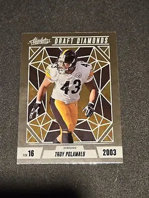 Troy Polamalu football card from 2024 Panini Absolute Polamalu Draft Diamonds set