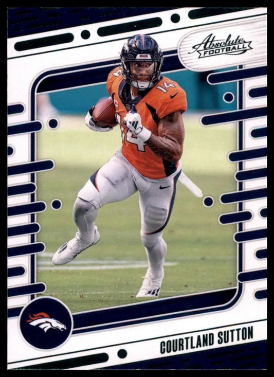 Football card of Courtland Sutton in Denver Broncos uniform from 2024 Panini Absolute Green series