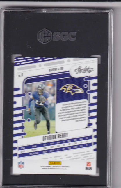Graded Derrick Henry football card from 2024 Panini Absolute Retail SGC 10 Ravens