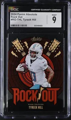 Graded Tyreek Hill football card from 2024 Panini Absolute Tyreek Hill series