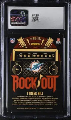 Graded Tyreek Hill football card from 2024 Panini Absolute Tyreek Hill #RO-THL
