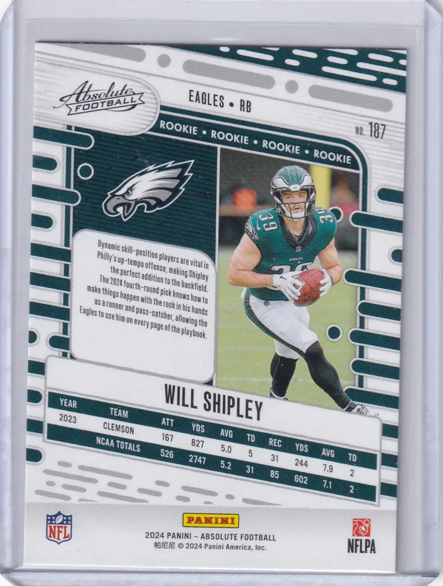 2024 Panini Absolute Yellow #187 Will Shipley - Philadelphia Eagles - Trading Card