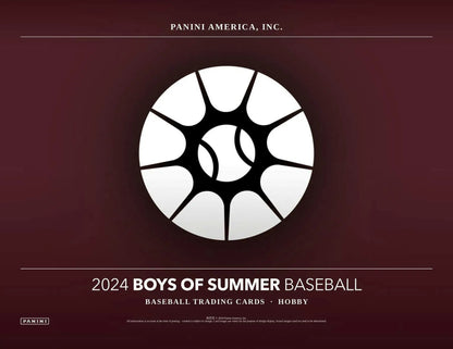 Baseball trading card design featuring jumbo prospect materials and American Glory Signatures in 2024 Panini Boys of Summer Hobby Box