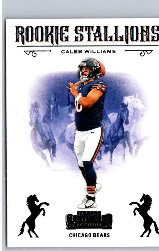Caleb Williams rookie card from 2024 Panini Contenders Williams Rookie Stallions series