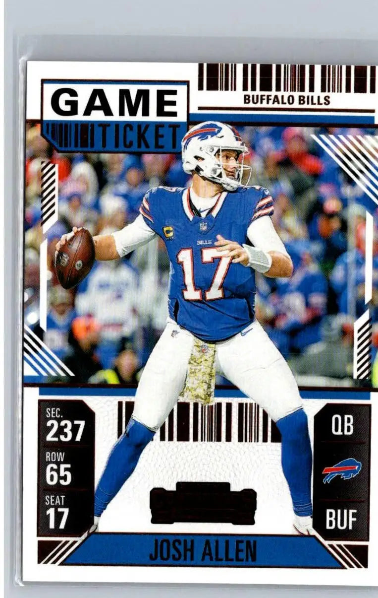 Josh Allen football card from 2024 Panini Contenders featuring his Allen game ticket bronze