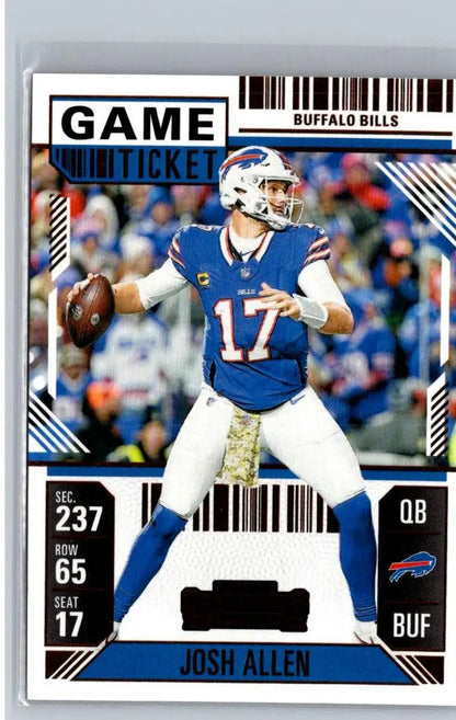 Josh Allen football card from 2024 Panini Contenders featuring his Allen game ticket bronze