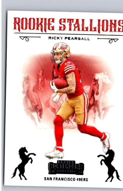 Ricky Pearsall rookie football card from 2024 Panini Contenders Pearsall Rookie Stallions collection