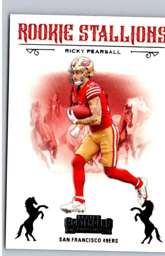 Ricky Pearsall rookie football card from 2024 Panini Contenders Pearsall Rookie Stallions collection