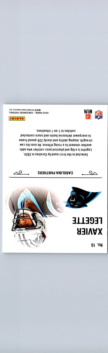 Football trading card of Xavier Legette Rookie Stallions from 2024 Panini Contenders